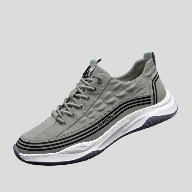 Celonox Textured Grey Leather-Effect Sneakers